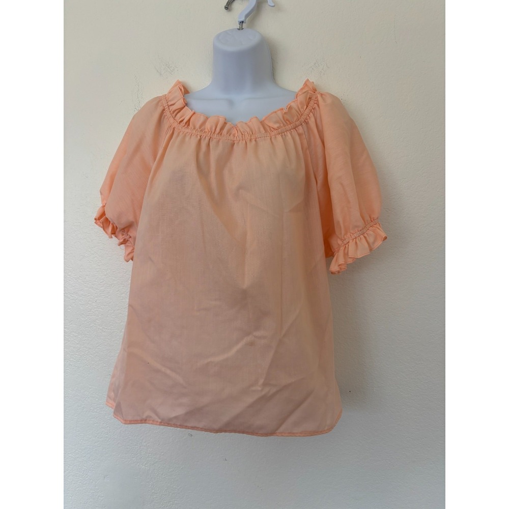 Vtg Square Dance blouse Bettye Small Peach Puff Sleeves Coquette Ballet Prairie - Picture 3 of 16